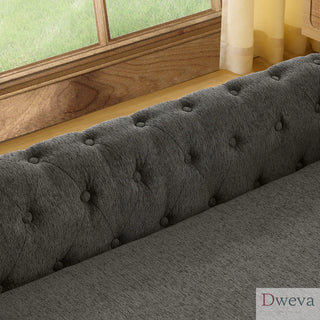 Elegant rectangular pet bed for big and oversized dogs, durable elevated dog sofa bed, comfortable dog sofa, modern and fashionable linen fabric dog sofa-DARK GREY Dweva