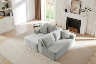 L-Shaped Cloud Sectional Sofa with Deep Seat,No Assembly Required,Modular Couches Sleeper for Living Room,Bedroom,Apartment,LIGHT GREY Dweva