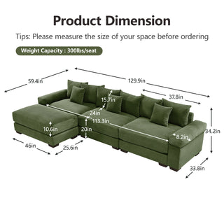 Velora Cloud Modular Sofa - Green
