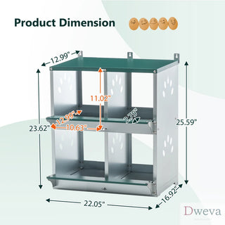 4 Compartment Chicken Nesting Boxes, Metal Nesting Boxes Wall Mount Chicken Egg Laying Box for Different Chicken Breeds Dweva