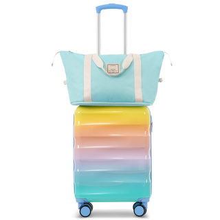 20" Carry-on Luggage with Cup Holder – Lightweight Glossy Hardshell Suitcases with Spinner Wheels, TSA Lock, Airline Approved, 2 Piece Set Dweva