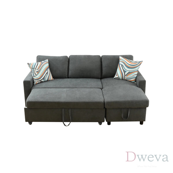 Fluffy 2-Piece Flannel Storage Sleeper Sectional Sofa image