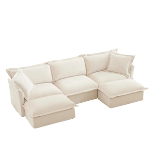 Slipcovered Fluffy Sofa - 3 Seat with 2 Ottoman Dweva