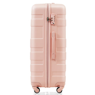 Luggage Sets New Model ABS Hardshell 3pcs Clearance Luggage Hardside Lightweight Durable Suitcase sets Spinner Wheels Suitcase with TSA Lock 20''24''28''( pink) Dweva