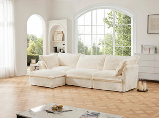 Slipcovered Fluffy Sofa - 3 Seat with Ottoman Dweva