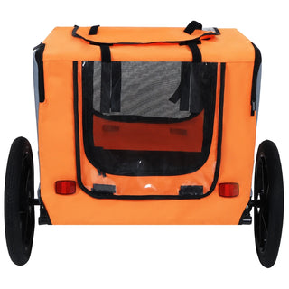 Outdoor Heavy Duty Collapsible Pet Bike Trailer with 16-Inch All-Terrain Wheels & Universal Hitch – Foldable Dog/Cargo Carrier Cart for Bicycles, orange Dweva