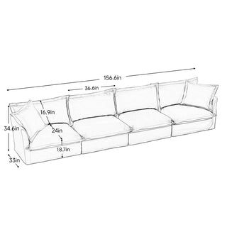 Slipcovered Fluffy Sofa - 4 Seat Dweva