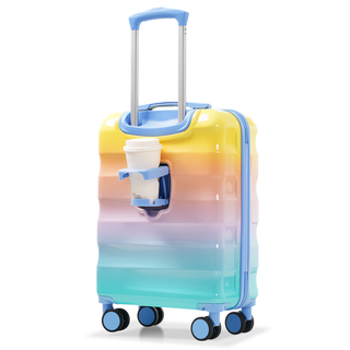 20" Carry-on Luggage with Cup Holder – Lightweight Glossy Hardshell Suitcases with Spinner Wheels, TSA Lock, Airline Approved, 2 Piece Set Dweva