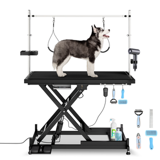 Update electric pet grooming table, 110V/220V professional groomer recommend super Deluxe electric pet grooming table, height adjust from 8 up to 36inch BLACK COLOR Dweva