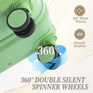 HIFINE TOURIST 20"/24"/28" 3 pcs/set in ABS Spinner Wheel Luggage, Carry on Suitcase, Matching Color, TSA Combination Lock (Green) Dweva