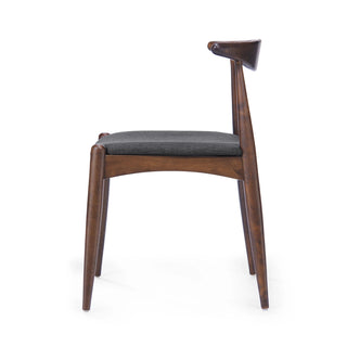 Set of 2 Rubberwood Dining Chairs with Ergonomic Backrest & Comfort Cushions, Walnut+Charcoal (same sku: 59296.00F) Dweva
