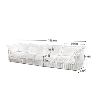 Slipcovered Fluffy Sofa - 4 Seat Dweva