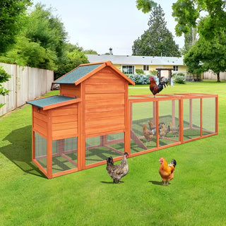 122＂Large Wooden Chicken Coop,Outdoor Hen House with Nesting Box ,Wire Fence Poultry Cage Dweva