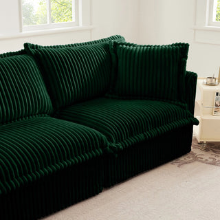 Slipcovered Fluffy Sofa - 3 Seat with Ottoman Dweva
