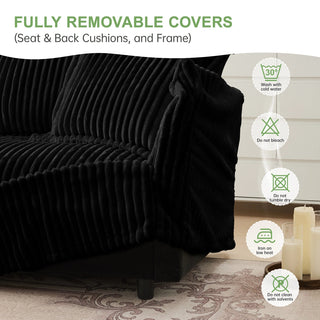 Slipcovered Fluffy Sofa - 2 Seat Dweva