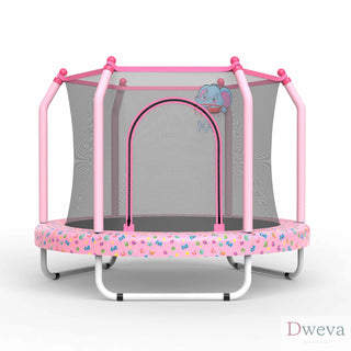 55-inch Trampoline for Kids Indoor & Outdoor Small Toddler Trampoline with Basketball Hoop Dweva