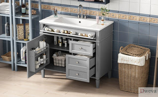 36'' Bathroom Vanity with Top Sink, Modern Bathroom Storage Cabinet with 2 Drawers and a Tip-out Drawer, Single Sink Bathroom Vanity Dweva