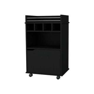 FM FURNITURE Crozier Bart Cart, with 1 shelf, 1 door and four built-in wine rack,black Dweva