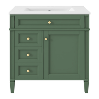 30'' Bathroom Vanity with Top Sink, Modern Bathroom Storage Cabinet with 2 Drawers and a Tip-out Drawer, Single Sink Bathroom Vanity Dweva