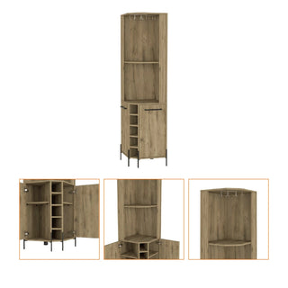 Reese Corner Bar Cabinet, Two Shelves, Double Door Cabinet, Five Built-in Wine Rack, Four Interior Shelves Dweva