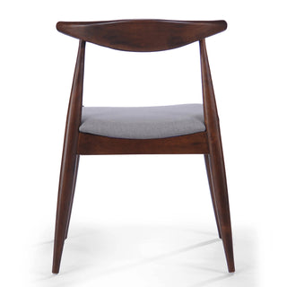 Set of 2 Rubberwood Dining Chairs with Ergonomic Backrest & Comfort Cushions, Walnut+Light Gray (same sku: 59296.00FDBEI) Dweva