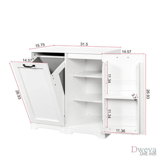 Laundry Cabinet with Doors and shelf, Tilt-Out Laundry Hamper, Freestanding Style, Adjustable Shelf, White Dweva