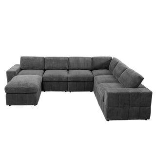 Haven 7-Piece Corduroy Modular Sectional Sofa Set Dweva