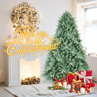 7FT Blue-Green Tint Christmas Tree with 2518 PE+PVC Tips – Unique Full-Bodied Tree with Hinged Branches, Easy Assembly, Stable Metal Stand, Eye-Catching Holiday Decor Dweva