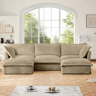 Slipcovered Fluffy Sofa - 3 Seat with 2 Ottoman Dweva