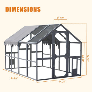 Outdoor Chicken Coop Enclosures 110" Large Kitten Playpen ,Upgrade Waterproof Cover-GREY Dweva