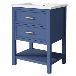 24'' Bathroom Vanity with Top Sink, Modern Bathroom Storage Cabinet with 2 Drawers, Single Sink Bathroom Vanity Dweva