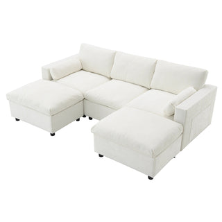 86.5'' U-Shaped Sofa with Storage Pockets Dweva