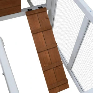 58" Wooden Outdoor Indoor Roof Waterproof Bunny Hutch Rabbit Cage Guinea Pig Coop PET House for Small to Medium Animals with Stairs and Cleaning Tray Dweva