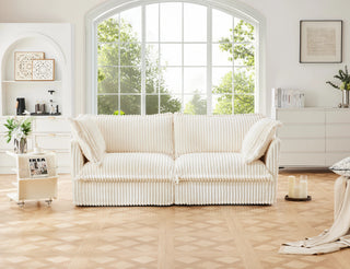 Slipcovered Fluffy Sofa - 2 Seat Dweva