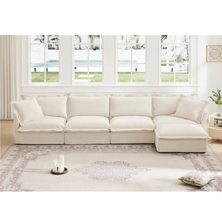 Slipcovered Fluffy Sofa - 4 Seat with Ottoman Dweva