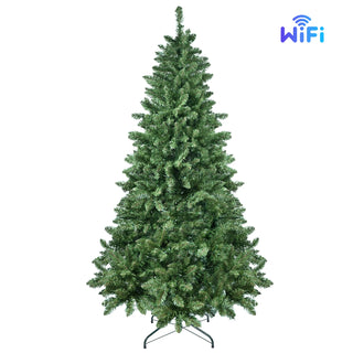 7ft Green Christmas Tree with 400 WiFi-Controlled RGB LED Lights, 1063 PVC Tips, 38 Light Functions, Music Sync, Hinged Structure & Metal Stand – Smart App-Controlled Holiday Tree Dweva