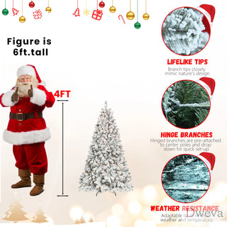 7FT Flocked Christmas Tree with 500 UL Lights and 45 Natural Pine Cones – Snowy PVC Tips, 1124 Tips, Hinged Structure, Stable Metal Stand, Easy Setup Dweva