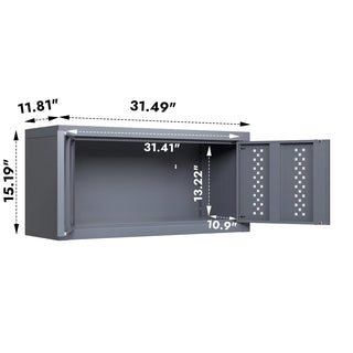 Metal garage cabinet with door, wall-mounted storage cabinet, floating tool cabinet for basements, kitchens, and warehouses (gray, 11.81" H) Dweva