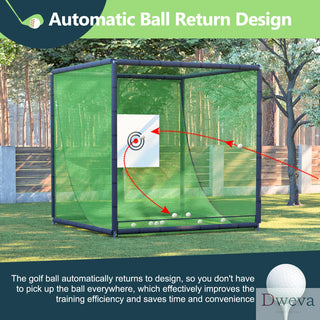 Golf Practice Net Cage,10 x 10 x 10FT Metal Frame Hitting Net Kit for Backyard,Golf Batting Cage Netting Golf Training Simulators for Home Dweva