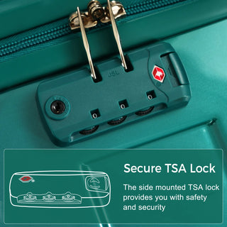 Luggage Sets New Model ABS Hardshell 3pcs Clearance Luggage Hardside Lightweight Durable Suitcase sets Spinner Wheels Suitcase with TSA Lock 20''24''28''( dark green) Dweva
