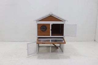 Rabbit Hutch Outdoor, Bunny Cage with Waterproof Roof, Removable Pull Out Tray, 2-tier Wooden Rabbit House for Small Animals, Rabbit Enclosure Suits for Guinea Pigs, Hamster,.Viewing Window Design Dweva