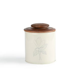 Esana Metal Canister with Wooden Lid - Eggshell - Stylish & Functional Kitchen Storage-900ml Dweva