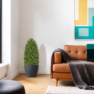 3FT Artificial Boxwood Cone Tree Faux Shrub for Outdoor Planter and Entryway Décor 2pcs/set Dweva