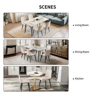 Dining Chairs 4PCS, Modern Kitchen & Dining Room Chairs, Upholstered Faux Leather Cushion Seat and Sturdy Metal Legs Dweva