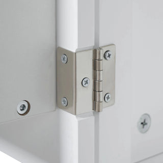 K&K 54.9" Kitchen Island with Drop Leaf, Power Outlet, Kitchen Storage Cart with 4 Door Shelves, Cross Barn Doors & Visual Glass Door, Rolling Kitchen Island on 4 Wheels for Kitchen, Dining Room,White Dweva