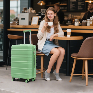 HIFINE TOURIST 20"/24"/28" 3 pcs/set in ABS Spinner Wheel Luggage, Carry on Suitcase, Matching Color, TSA Combination Lock (Green) Dweva