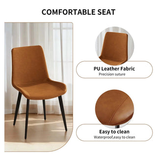 Dining Chairs 4PCS, Modern Kitchen & Dining Room Chairs, Upholstered Faux Leather Cushion Seat and Sturdy Metal Legs Dweva