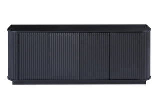 Sideboard Storage Cabinet TV Stand with wave pattern Buffet Cabinet Wooden Vertical Striped Cabinet for Kitchen/Bedroom/Entryway. Black, 64''W x 15''D x 24''H. Dweva