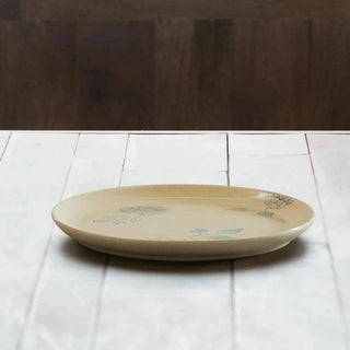 Off-White Round Ceramic Printed Dinner Plate – Elegant Dining Plate for Every Meal-9.8" Dia Dweva