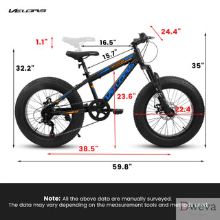 V20235 20 Inch Fat Tire Bike Adult 7 Speed Mountain Bike, Dual Disc Brakes, High Carbon Steel Frame, Front Suspension, Mountain Buggy, City Commuter City Bike, Fat Tire Bike Dweva